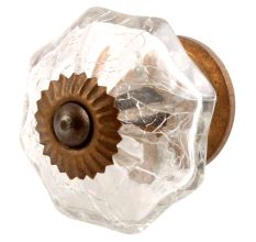 Clear Crackle Melon Glass Drawer Knob